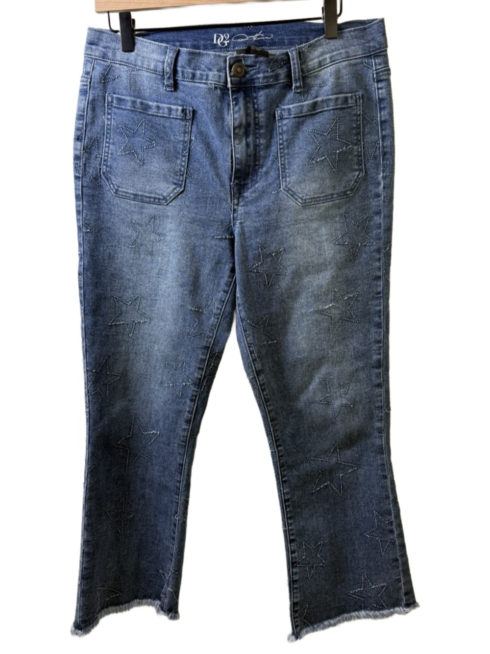 DG2 by Diane Gilman Medium Blue Denim Jeans with star embroidery